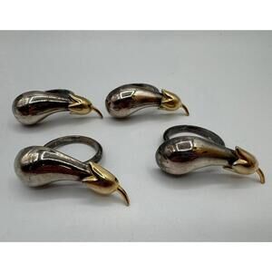 Vintage set 4 Silver Plated Eggplant Napkin Holders Rings Weighted  Cottagecore